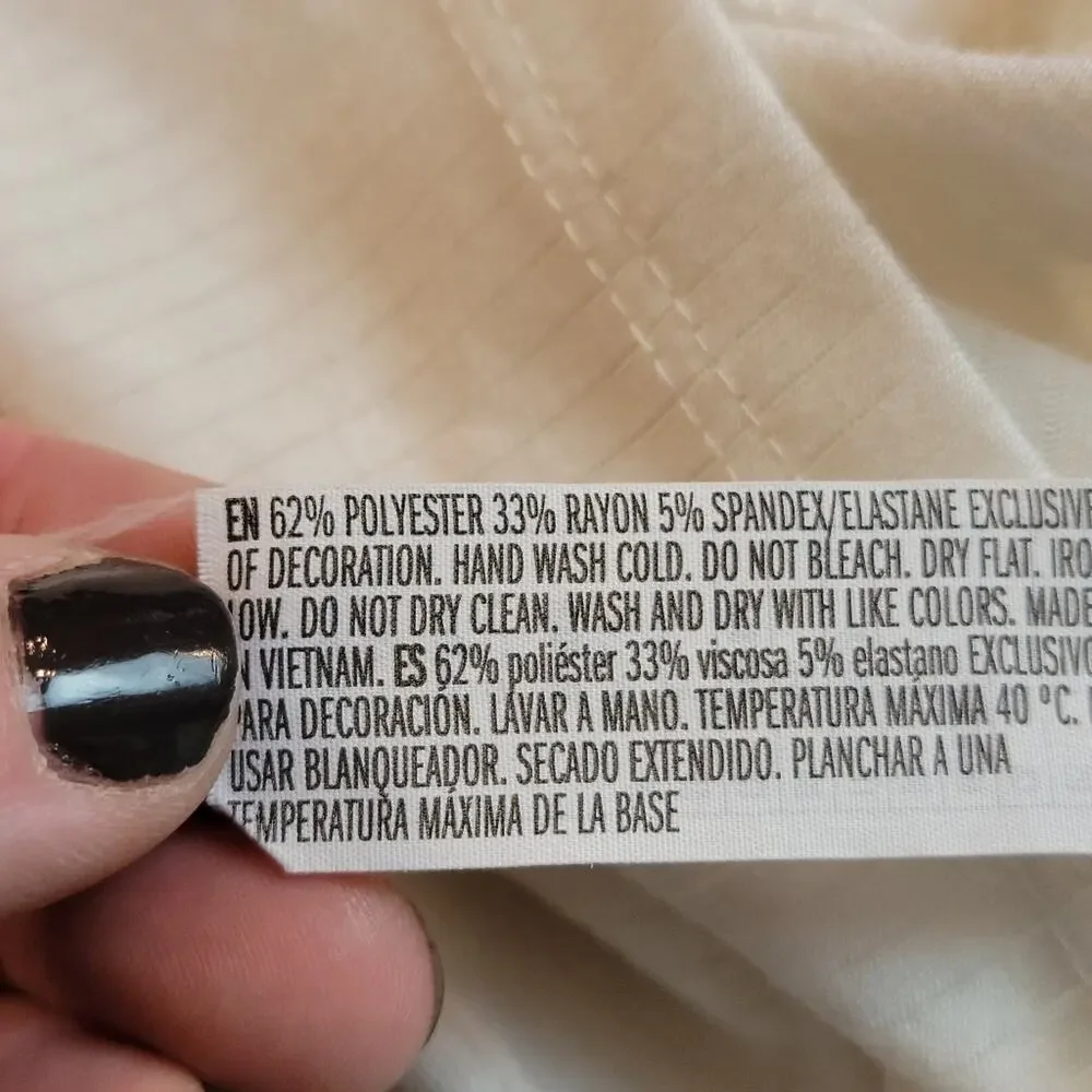 Forever 21 Ivory White Ribbed Button Up Crop Top, Sz S - Picture 8 of 8